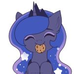 1_horn 2026 2d_animation animated black_tiara closed_smile cookie crown digital_drawing_(artwork) digital_media_(artwork) ear_tuft equid equine eyelashes eyeshadow female female_feral feral flat_colors food friendship_is_magic front_view grey_body hair happy hasbro headgear hi_res horn long_hair makeup mammal monotone_background mouth_closed mouth_hold my_little_pony mythological_creature mythological_equine mythology nnalyart princess_luna_(mlp) purple_eyeshadow purple_hair shaking simple_background smile solo sparkles sparkling_hair spiral_horn tiara tuft unicorn white_background