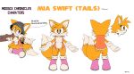 absurd_res anthro blue_eyes blush bodily_fluids boots canid canine clothing crossgender dialogue featureless_chest female footwear fox fur gloves handwear hi_res kneeling mammal mask miles_prower multi_tail nervous nervous_smile nervous_sweat orange_clothing orange_topwear orange_vest pink_clothing pink_footwear pink_shoes screws sega shoes smile solo sonic_the_hedgehog_(series) sweat tail tools topwear treno_art vest wrench yellow_body yellow_fur