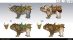 2026 3_toes absurd_res ambiguous_feral ambiguous_gender armor avian bear bird black_talons brown_body brown_feathers colored company_name concept_art digital_drawing_(artwork) digital_media_(artwork) english_description english_text feathers feet feral fluffy gold_(metal) gold_armor gold_greaves gold_mask gradient_background greaves grey_body grey_feathers group hi_res highguard_(game) horned_mask light lighting mammal moonbruin_(highguard) multicolored_body multicolored_feathers nicholas_patrick_kelana number official_art orange_eyes owl pauldron quadruped reins saddle shaded side_view simple_background standing text toes url ursine white_body white_feathers yellow_eyes