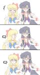  +++ ... 2girls aino_minako baahowl bishoujo_senshi_sailor_moon black_hair blonde_hair blue_eyes bow choker circlet closed_eyes earrings gloves hair_bow highres hino_rei holding holding_ofuda jewelry locked_arms long_hair meme multiple_girls ofuda pointing purple_eyes red_bow red_choker red_sailor_collar sailor_collar sailor_mars sailor_venus spoken_ellipsis star_(symbol) star_earrings unamused_friend_comic_(meme) white_gloves yellow_choker yellow_sailor_collar 