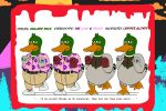 1980s_theme absurd_res alystairphantem anas anatid anseriform anthro avian beak belt bird blood blue_fingers bodily_fluids bright_colors casual_nudity chest_tuft clothing dabbling_duck duck feathers feet flower_shirt footwear freddie_drake_(the_party_animals) gloves green_head handwear head_tuft hi_res horror_(theme) humor khaki_pants leather leather_clothing leather_gloves leather_handwear lgbt_pride male mallard membrane_(anatomy) model_sheet no_genitals nude pattern_clothing pattern_shirt pattern_topwear quote raised_leg shirt shoes solo the_party_animals toes topwear tuft webbed_feet white_clothing white_footwear white_shoes