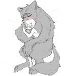  blush breast_squish breasts canine cuddling eyes_closed female hi_res hug human larger_female male mammal nobby_(artist) nude o_o size_difference smaller_male this_isn&#039;t_my_blanket were werewolf 
