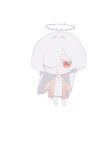  1girl absurdres alternate_costume animated animated_gif chibi chibi_only chinese_commentary closed_mouth coat commentary_request dress grey_hair hair_over_one_eye halo highres long_hair looking_at_viewer looping_animation mornye_(wuthering_waves) orange_coat red_eyes shaokao_lajitong simple_background solo swaying_hip white_background white_dress wuthering_waves 