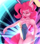  2018 absurd_res anthro big_breasts blue_eyes breasts bunny_costume cleavage clothed clothing costume cutie_mark digital_media_(artwork) earth_pony equine female friendship_is_magic hair hi_res horse long_hair looking_at_viewer madacon mammal my_little_pony one_eye_closed pink_hair pinkie_pie_(mlp) pony smile solo tongue tongue_out wink 
