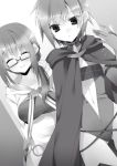  2girls cape glasses monochrome multiple_girls seirei_tsukai_no_blade_dance 