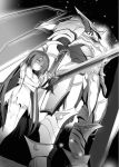  1girl fianna_ray_ordesia monochrome seirei_tsukai_no_blade_dance shield sword 