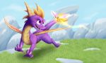  arthropod barefoot claws cute cute_fangs dragon dragonfly fangs feral horn icelectricspyro insect male nude open_mouth outside purple_eyes purple_skin running scalie sharp_claws sharp_teeth smile sparx spyro spyro_the_dragon teeth toe_claws tongue video_games western_dragon wings 