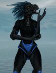  3_fingers 3d_(artwork) alien anthro armor avian avian_caruncle beak blue_body blue_feathers bodysuit breasts clothed clothing codpiece colored digital_media_(artwork) feather_hair feathered_crest feathers female fingers flat_chested front_view gesture grey_body grey_scales hackrazor1012 halo_(series) hand_on_elbow hand_on_own_elbow head_crest hi_res kig-yar looking_at_viewer microsoft open_mouth pseudo_hair pupils scales scalie sea skinsuit slit_pupils small_breasts solo standing t'vaoan tight_clothing water water_background waving waving_at_viewer waving_hand xbox_game_studios yellow_eyes 