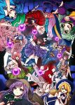  1boy 6+girls absurdres ajirogasa animal_ears apron ascot back_bow belt black_cloak black_dress black_shoes blue_ascot blue_bow blue_bowtie blue_eyes blue_hair blue_hat blue_shirt blue_skirt blue_vest bow bow_legwear bowtie broom broom_riding brown_eyes brown_hair brown_sandals brown_shirt brown_shoes brown_skirt bubble_skirt building buttons city cloak clothes_writing clothing_request collared_shirt contrast_collar cross-laced_clothes cross-laced_dress detached_sleeves disembodied_linked_eye double_bun dress earmuffs falling fire floating flower flying_sweatdrops frilled_bow frilled_hair_tubes frilled_hat frilled_skirt frills fujiwara_no_mokou futatsuiwa_mamizou green-framed_eyewear green_hat green_skirt grey_hair hair_bow hair_bun hair_tubes hakurei_reimu hat hat_bow hata_no_kokoro heart heart_of_string highres hijiri_byakuren holding holding_jewelry holding_phone holding_ring hood ibaraki_kasen japanese_clothes jewelry jug_(bottle) kariginu kawashiro_nitori kesa kimono kirisame_marisa komeiji_koishi kumoi_ichirin kuronon long_hair long_sleeves looking_at_viewer mask medium_hair mini_person mononobe_no_futo multiple_girls necklace newsboy_cap night official_alternate_costume okobo one_eye_closed open_mouth orange_skirt orb pants pearl_necklace pendant phone pink_eyes pink_flower pink_hair pink_rose plaid_clothes plaid_shirt plaid_skirt plaid_vest platform_sandals pom_pom_(clothes) puffy_short_sleeves puffy_sleeves purple_cloak purple_hair purple_skirt purple_vest quimbaya_airplane raccoon_ears raccoon_tail red_bow red_eyes red_kimono red_pants red_shirt red_skirt red_tabard ribbon-trimmed_bow ribbon-trimmed_skirt ribbon-trimmed_sleeves ribbon_trim ring ritual_baton rooftop rose runes sandals shirt shoes short_hair short_sleeves skirt skyscraper sleeveless sleeveless_shirt socks sukuna_shinmyoumaru sumino_takumi suspender_pants sweatdrop swept_bangs tabard tail tate_eboshi touhou toyosatomimi_no_miko unzan urban_legend_in_limbo usami_sumireko very_long_hair vest vine_print white_apron white_bow white_dress white_hair white_shirt white_sleeves white_socks wide_sleeves witch_hat wristband yellow_sandals yellow_shirt 