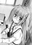  1girl claire_rouge glasses monochrome seirei_tsukai_no_blade_dance 