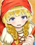  ayumun bad_id bad_pixiv_id blonde_hair blue_eyes braid dragon_quest dragon_quest_xi hat highres long_hair open_mouth solo twin_braids twintails upper_body veronica_(dq11) 