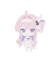  1girl absurdres alternate_costume animated animated_gif chibi chibi_only chinese_commentary closed_mouth colored_inner_hair commentary_request denia_(wuthering_waves) dress highres long_hair looking_at_viewer looping_animation multicolored_hair pink_hair purple_eyes purple_hair shaokao_lajitong simple_background solo swaying_hip white_background white_dress wuthering_waves 