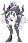  agrius_metamorphosis ahoge animal_ears armor atalanta_(alter)_(fate) atalanta_(fate) black_panties boots breasts cat_ears cat_tail closed_mouth commentary_request fate/grand_order fate_(series) full_body gauntlets green_eyes grey_hair harukon_(halcon) highres legs_apart long_hair looking_at_viewer medium_breasts multiple_tails navel panties pauldrons pubic_tattoo simple_background solo spikes tail tattoo thigh_boots thighhighs two_tails underboob underwear very_long_hair white_background 