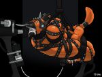  absurd_res anthro arms_tied bdsm black_collar blindfold blue_eyes bodily_fluids bondage bondage_gear bound bracelet clothing collar cuff_(restraint) cum cum_in_mouth cum_in_self cum_inside digital_media_(artwork) drinking dripping ear_piercing ear_ring erection feeding forced frogtied fucking_machine fully_bound genital_fluids genitals green_eyes hands_behind_back harness hi_res jewelry latex latex_clothing latex_skinsuit leather leather_cuffs legs_tied machine male male_anthro mammal mask medical medical_instrument milking_machine muzzle_(object) oral oral_penetration orange_clothing penetration penile penis penis_milking piercing restraints ring_piercing rynnks scalie scientific_instrument sensory_deprivation sex_toy signature simple_background skinsuit solo spiked_bracelet spiked_collar spikes straps submissive submissive_male suspension suspension_bondage tail tail_tied tight_clothing tube 