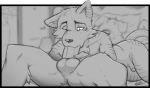  2018 alpha_channel anthro balls bed blur_(disambiguation) canine ciapek digital_media_(artwork) duo erection fellatio fur greyscale male male/male mammal monochrome nude oral picture_frame sex weers 