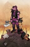  alt_text annoying_dog axe buckle colored_skin commentary deltarune dog english_commentary frank_frazetta_(style) heart heart-shaped_buckle highres holding holding_axe hugging_another's_leg lancer_(deltarune) mx._moz noelle_holiday parody purple_skin queen_(deltarune) reindeer_girl reptile_girl spamton_g._spamton standing susie_(dark_world)_(deltarune) susie_(deltarune) trash_can utdr_(toby_fox) 