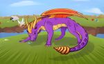  absurd_res all_fours ambiguous_gender antennae arthropod barefoot caprine claws dragon dragonfly feral hi_res horn insect looking_at_viewer male mammal melthecannibal outside purple_eyes purple_skin scales scalie sharp_claws sheep smile sparx spyro spyro_the_dragon teeth toe_claws video_games western_dragon wings 