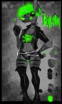  anthro belt biker boots breasts bullet_belt butt canine claws close-up clothed clothing collar female footwear fur glowing goth green_eyes green_hair hair jackal legwear looking_at_viewer madnessandgiovanni0595 mammal nipples paws piercing punk pussy small_breasts solo stockings tongue 