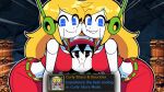  1boy 2girls belt black_eyes blonde_hair blue_eyes breasts cave_story cheek_squash cleavage clothed_robot colored_skin crop_top curly_brace dual_persona green_belt hat long_hair midriff multiple_girls navel quote_(cave_story) red_tank_top robot robot_ears robot_girl scott_falco squishing tank_top white_skin youtube_video_thumbnail 