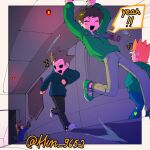  +++ 4boys :d ^^^ ^_^ animification antenna_hair arms_up black_pants blue_coat blue_hoodie blue_pants border brown_hair bullet burn_scar can chain chain_necklace checkered_shoes closed_eyes coat cola commentary drawstring drink_can edd_(eddsworld) eddsworld english_commentary english_text green_hoodie green_jacket green_shoes grey_pants gun hair_behind_ear hair_ears handgun hin_9652 holding holding_gun holding_weapon hollow_eyes hood hood_down hoodie indoors jacket jewelry jumping long_sleeves male_focus matt_(eddsworld) military_coat military_uniform multiple_boys necklace orange_hair pants red_hoodie red_leader_(eddsworld) running scar shoes short_hair signature smile sneakers speech_bubble spiked_hair spoilers star_(symbol) sweat swept_bangs tom_(eddsworld) tord_(eddsworld) weapon white_border 