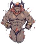  abs bulge clothing colored final_fantasy ifrit japanese_text male mammal muscular pecs simple_background solo square_enix sunspotfish text thong video_games white_background 