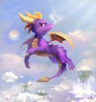  arthropod barefoot claws detailed dragon dragonfly feral flying glowing horn insect ko-yuki-chan male purple_eyes purple_skin scalie sharp_claws smile smoke solo sparx spyro spyro_the_dragon toe_claws video_games western_dragon wings 