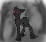  ambiguous_gender black_skin butt colored_sketch creepy demon dock equine fangs hairless hooves horse jessijinx long_tongue mammal monster my_little_pony pony red_eyes red_sclera simple_background solo standing thick_thighs tongue 