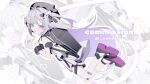  1girl backpack bag bandaid bandaid_on_leg coffin-shaped_bag colored_inner_hair colored_shoe_soles commentary commission dress full_body grey_hair hair_ornament hat highres long_hair looking_at_viewer multicolored_hair original purple_eyes purple_hair sailor_dress sakakiai shoes short_dress skeb_commission sleeveless sleeveless_dress solo stuffed_toy thighhighs very_long_hair white_dress white_thighhighs 