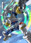  absurdres aiming blizzard commentary_request energy highres king_gainer mecha mecha_focus no_humans overman_king_gainer robot science_fiction snow snowing super_robot weapon yukita021204 