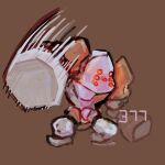 brown_background kurapixel looking_at_viewer motion_lines no_humans pokedex_number pokemon pokemon_(creature) regirock simple_background solo 