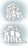  absolutedream asriel_dreemurr boss_monster caprine child fangs group horn hug human lizard long_ears mammal monster_kid protagonist_(undertale) reptile scalie undertale video_games young 