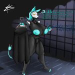 1:1 absurd_res android anthro big_breasts black_clothing black_dress blue_hair breasts cellphone clothing curvy_figure deltarune domestic_cat dress electronics english_text felid feline felis female genitals hair hi_res holding_clothes holding_clothing holding_dress holding_object huge_breasts machine mammal nipples phone robot signature smartphone solo speech_bubble standing tail tasque_manager text text_message undertale_(series) vulva white_body wide_hips yaginoko