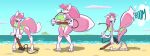 2026 air_pump air_pump_in_mouth animate_inanimate anthro aygee beach big_breasts bikini breast_expansion breasts canid canine clothing deflation diamond_(fuzie123) expansion female fox green_bikini green_clothing green_swimwear hair hi_res hip_expansion inflatable latex_body latex_creature living_inflatable looking_at_viewer mammal multicolored_body pink_body pink_hair popping red_eyes solo swimwear tail tail_expansion thick_thighs thigh_expansion two-piece_swimsuit two_tone_body water white_body wide_hips