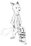  2018 black_nose canine clothed clothing disney duo fox fur gloves_(marking) imminent_sex jack_savage lagomorph larger_anthro larger_male male mammal markings necktie nick_wilde nude predator/prey rabbit shirt simple_background size_difference sketch smaller_anthro smaller_male striped_fur stripes white_background zootopia 