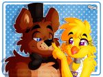  2018 amanddica animatronic anthro avian bear bird bow_tie chica_(fnaf) chicken female five_nights_at_freddy&#039;s freddy_(fnaf) group hat hi_res machine male mammal robot simple_background top_hat video_games 