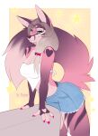 2026 absurd_res anthro biped bottomwear breasts by_dream canid canine claws clothed clothed_anthro clothed_female clothing countershade_torso countershading digital_drawing_(artwork) digital_media_(artwork) female fingers fox front_view fully_clothed fully_clothed_anthro fully_clothed_female fur hair hi_res looking_at_viewer mammal simple_background solo standing stripes tail topwear