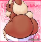 2026 anthro big_butt brown_body butt butt_focus female fur generation_4_pokemon huge_butt lagomorph lopunny mammal nintendo pokemon pokemon_(species) sitting solo tail thecosmicfool