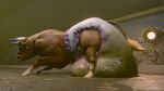16:9 3d_(artwork) all_fours big_diaper bovid bovine bovine_tail brown_body brown_fur bulging_diaper cattle clothed clothing detailed_background diaper diaper_bulge digital_media_(artwork) excessive_feces feces feral fur hi_res hooves horn huge_diaper hyper hyper_diaper hyper_feces inside kenresek looking_back male mammal muscular open_mouth pattern_diaper pooping sagging_diaper soiled_diaper soiling soiling_diaper solo stained_diaper unclean_diaper used_diaper using_diaper watermark wearing_diaper white_diaper white_sclera widescreen