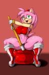  2018 amy_rose anthro blush clothing digital_media_(artwork) eulipotyphlan female footwear green_eyes hammer hedgehog hi_res mammal open_mouth rubbing simple_background solo sonic_(series) spread_legs spreading suirano sweat tongue tongue_out tools 