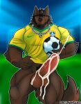 anthro arm_scar aroused aroused_face aroused_male aroused_smile athlete ball balls barazoku beard bedroom_eyes bella_vanguard belly_hair belly_tuft biceps big_balls big_muscles big_pecs big_penis black_beard black_body black_eyebrows black_facial_hair black_fur black_hair black_pubes black_sideburns bodily_fluids body_hair brazil brazil_national_football_team brazilian brown_body brown_fur canid canine canis chain chain_jewelry chain_necklace clothed clothing clothing_lift cum cum_drip cum_dripping_from_penis cum_from_penis cum_on_balls cum_on_leg cum_on_own_balls cum_on_own_leg cum_on_own_penis cum_on_penis cum_on_self cum_spurt cumshot cumshot_on_penis dripping ejaculating_on_self ejaculation erection eyebrows facial_hair flirting flirting_look flirting_with_viewer fur genital_fluids genitals grass green_clothing green_shirt green_topwear grin grinning_at_viewer hair happy_trail hi_res holding_soccer_ball inviting inviting_to_sex inviting_viewer jewelry jock looking_at_viewer male mammal manly muscular muscular_anthro muscular_arms muscular_male muscular_thighs narrowed_eyes necklace night offering_sex offering_to_viewer orgasm outside pecs penis plant pose presenting presenting_balls presenting_belly presenting_body presenting_penis pubes public public_erection public_nudity public_orgasm red_penis scar seducing_viewer seductive shirt shirt_lift showing_off_muscles sideburns sky smile smiling_at_viewer smirk smirking_at_viewer soccer soccer_ball soccer_field soccer_jersey soccer_player soccer_uniform solo sport sportswear standing tail thick_arms thick_eyebrows thick_thighs topwear tough_guy tuft uniform vein veiny_penis wolf yellow_clothing yellow_shirt yellow_topwear