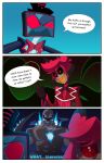 3_panel_comic absurd_res alastor_(hazbin_hotel) animal_humanoid atomic_breath back_spines black_background black_body black_clothing black_highlights black_scales black_sclera black_suit blue_background blue_eyes blue_glow bodily_fluids border bow_tie cane chest_scar close-up closed_frown clothing comic crossover deer deer_humanoid demon dialogue dinosaur electronics english_text eye_scar eyebrows eyewear facial_scar for_a_head frown glowing glowing_eyes glowing_spikes godzilla godzilla_(series) green_glow group hair hat hazbin_hotel headgear headwear hellaverse hi_res highlights_(coloring) humanoid humor kaiju long_ears long_tail male mammal mammal_humanoid marshyrizzler monocle monster mouth_closed muscular muscular_male muscular_monster object_head open_frown open_mouth prehistoric_species red_clothing red_eyes red_hair red_suit reptile scales scalie scar scared scared_eyes scars_all_over screen screen_face screen_head sharp_teeth short_hair simple_background smile spikes steam suit sweat sweatdrop tail tail_spines teeth television tentacles text toho top_hat trio tv_head vox_(hazbin_hotel) white_border yellow_teeth