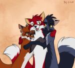 4_toes ambiguous_gender black_body black_fur black_hair black_nose blue_eyes brown_body brown_fur canid canine cheek_tuft colored_sketch dipstick_tail eyebrows facial_tuft feet feral flat_colors fluffy fluffy_tail fox fur green_eyes grey_body grey_fur group group_hug hair happy hug hugging_another looking_at_another male mammal markings multicolored_body multicolored_fur multicolored_tail o-ruff open_mouth orange_body orange_fur paws red_body red_fur short_hair simple_background sketch smile snout tail tail_markings teeth toes trio tuft white_body white_fur yellow_eyes yellow_sclera