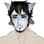 1:1 black_hair blonde_hair hair hi_res human male mammal marcus_(snowballartist230) multicolored_hair snowballartist230 solo two_tone_hair