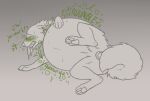 2022 ambiguous_gender belly big_belly bodily_fluids bubble_emanata burping buttplug buttplug_insertion canid canine digital_media_(artwork) drooling emanata eyes_closed fangs feral fur gradient_background grey_background groaning_belly hiccuping ill kiiro17 lying mammal monochrome nausea on_side onomatopoeia paw_on_belly pawpads plug_(sex_toy) plug_insertion rumbling_stomach saliva sex_toy sex_toy_insertion simple_background sound_effects sweat sweatdrop sweaty_belly teeth text tongue tongue_out upset_stomach