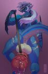 2026 4_eyes absurd_res animal_genitalia animal_penis anthro anus balls big_balls big_penis biped blue_body bodily_fluids butt digital_media_(artwork) dragon dripping equine_genitalia equine_penis erection genital_fluids genital_leash genitals hair hi_res holding_leash holding_object huge_penis idrysse3 leash looking_at_viewer looking_back looking_back_at_viewer male male_anthro multi_eye multicolored_body mythological_creature mythological_scalie mythology nude_anthro nude_male penis ponytail precum precum_drip rear_view red_penis scalie solo white_balls white_body white_hair yellow_eyes