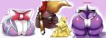 4_arms 4_eyes absurd_res anthro anus asian_clothing backsack balls big_breasts big_butt black_sclera blue_anus blue_eyes blush bodily_fluids breasts brown_body brown_fur butt butt_grab cheek_tuft clothing delphox east_asian_clothing facial_tuft female froslass fundoshi fur generation_4_pokemon generation_5_pokemon generation_6_pokemon genitals greninja group hand_on_butt hi_res huge_butt humanoid japanese_clothing joltik kneeling looking_at_viewer looking_back looking_back_at_viewer male melee_weapon multi_arm multi_eye multi_limb nintendo nude one_eye_closed pokemon pokemon_(species) purple_background purple_body pusys rear_view red_body red_fur simple_background stuck sweat sword text tohtori_crow tuft underwear weapon wink winking_at_viewer yellow_body yellow_fur
