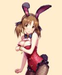  :o animal_ears bare_shoulders blush bow bowtie bracelet breasts brown_eyes brown_hair bunny_ears bunny_tail bunnysuit buttons cleavage commentary_request cowboy_shot eyebrows_visible_through_hair fake_animal_ears fake_tail fishnet_pantyhose fishnets frilled_leotard frills hair_ribbon hairband heart idolmaster idolmaster_cinderella_girls jewelry kurage_(kurakurapix) large_breasts leotard long_hair pantyhose parted_lips popped_button ribbon simple_background solo tail totoki_airi twintails wardrobe_malfunction 