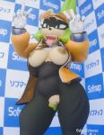 3d_(artwork) absurd_res afrosoricid anthro areola blue_eyes breasts brown_nipples claws clitoral_hood clothing cybrokrimson digital_media_(artwork) double_v_sign erect_nipples exposed_breasts eyewear eyewear_on_head female genitals gesture gloves green_hair hair hand_gesture handwear hi_res idw_publishing jacket mammal navel_outline nipples ring_(jewelry) sega sharp_teeth solo sonic_the_hedgehog_(comics) sonic_the_hedgehog_(idw) sonic_the_hedgehog_(series) sunglasses sunglasses_on_head surge_the_tenrec tan_body teeth tenrec thick_thighs tight_clothing tongue tongue_out topwear torn_clothing v_sign vulva wearing_sunglasses wide_hips