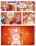 anthro bath blaze_the_cat blush breasts bubble bubble_bath canid canine cleavage clothed clothing comic convenient_censorship covered_breasts covered_vulva cream_the_rabbit dialogue domestic_cat embarrassed felid feline felis female fox gesture group hand_gesture hi_res himitsu lagomorph laughing_at_another leporid mammal marine_the_raccoon navel nude pointing pointing_at_another popfulblue procyonid rabbit raccoon ray_the_flying_squirrel realization sega snickering sonic_the_hedgehog_(series) spanish_text stunned suds text translated vanilla_the_rabbit