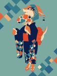 2026 3:4 alternate_costume anthro asian_clothing biped blue_clothing blue_kimono clothed clothed_anthro clothed_female clothing digital_drawing_(artwork) digital_media_(artwork) drauk east_asian_clothing ever_oasis eyelashes female female_anthro fingers flat_colors footwear full-length_portrait fully_clothed fully_clothed_anthro fully_clothed_female geometric_background hand_fan head_accessory headdress hi_res japanese_clothing kimono looking_at_viewer miura multicolored_body nintendo obi open_mouth open_smile portrait red_body red_clothing red_footwear red_obi red_sandals rii sandals scalie shoes simple_background smile smiling_at_viewer snout solo standing tail tan_body tapering_tail two_tone_body uchiwa_fan zori
